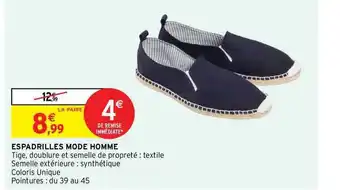 Intermarché Hyper Espadrilles Mode Homme offre