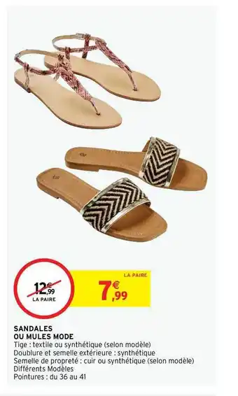 Intermarché Hyper Sandales Ou Mules Mode offre