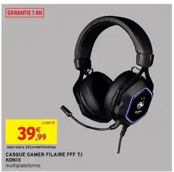 Intermarché Hyper Casque Gamer Filaire Fff 7.1 Konix offre