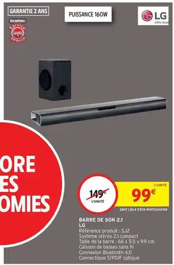 Intermarché Hyper Barre De Son 2.1 Lg offre