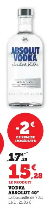 Super U ABSOLUT 40° Vodka offre