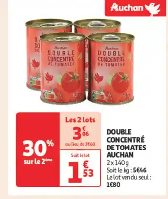 Auchan AUCHAN Double concentré de tomates offre