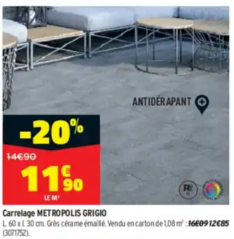 Bricorama Carrelage Metropolis Grigio offre