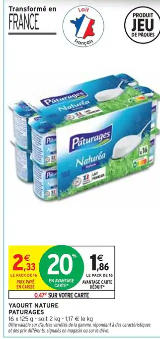 Intermarché Paturages Yaourt nature offre