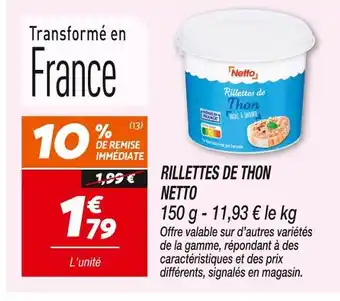 Netto NETTO Rillettes de thon offre
