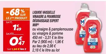 Netto MIR Liquide vaisselle vinaigre & framboise dégraissage expert(b) offre