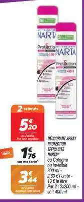Netto DÉODORANT SPRAY PROTECTION EFFICACITÉ NARTA offre
