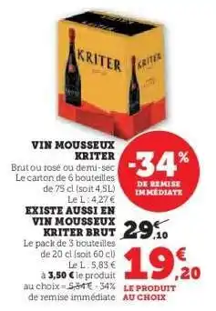 Hyper U Vin Mousseux Kriter offre