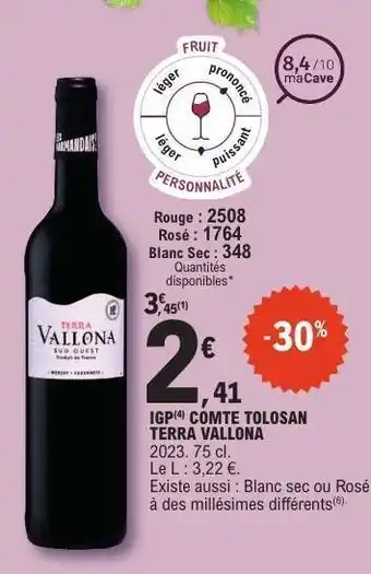 E.Leclerc IGP COMTÉ TOLOSAN TERRA VALLONA offre