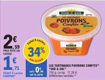 E.Leclerc LES TARTINADES POIVRONS CONFITS SUD & SOL offre