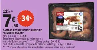 E.Leclerc GAMBAS ROYALE ROUGE SURGELÉE “GIMBERT OCÉAN” offre
