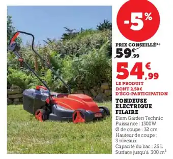 Hyper U Tondeuse electrique filaire offre