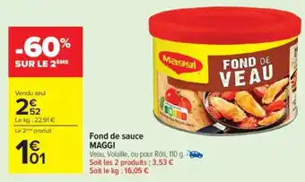 Carrefour Fond de sauce maggi offre