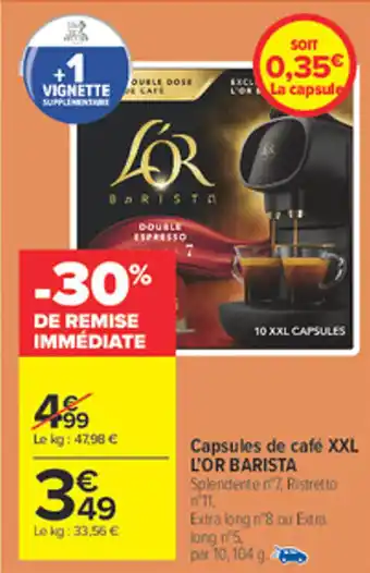 Carrefour Market L'OR BARISTA Capsules de café XXL offre