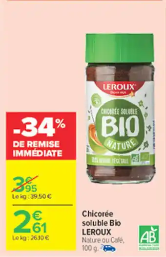 Carrefour Market LEROUX Chicorée soluble Bio offre