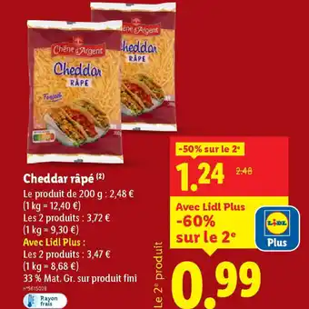 Lidl Cheddar râpé offre