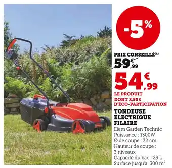 Super U Tondeuse électrique filaire offre