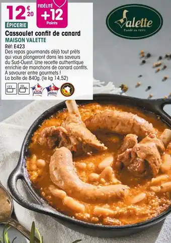 Croque Gel Cassoulet confit de canard maison valette offre