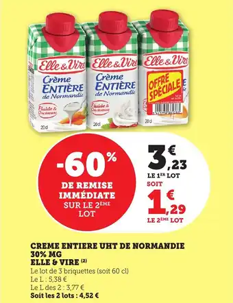 Bi1 Creme entiere uht de normandie 30% mg elle & vire offre