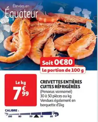 Auchan Supermarché Crevettes entières cuites réfrigérées offre