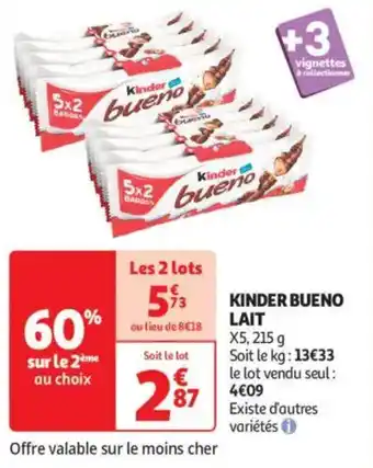 Auchan Supermarché Kinder bueno Lait offre