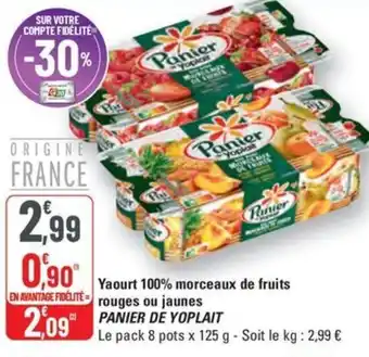 G20 Yaourt 100% morceaux de fruits rouges ou jaunes panier de yoplait offre
