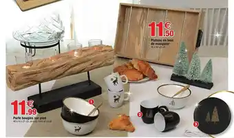 Bazarland Porte Bougies Sur Pied, Plateau En Bois De Manguier offre