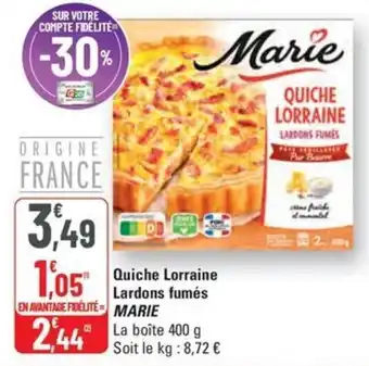G20 Quiche lorraine lardons fumés marie offre