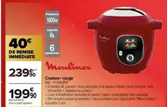 Carrefour Cookeo+ Rouge Moulinex offre