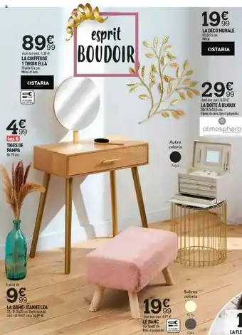 Centrakor La Coiffeuse 1 Tiroir Ella, Tiges De Pampa, Ladame-jeanne Lea, Le Banc, La Boîte à Bijoux, La Déco Murale offre