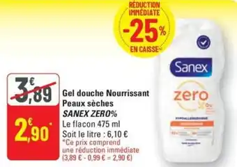 G20 Gel douche nourrissant peaux sèches sanex zero% offre