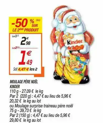 Netto Moulage Père Noël Kinder offre