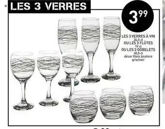 Stokomani Les 3 Verres à Vin Ou Les 3 Flûtes Ou Les 3 Gobelets offre