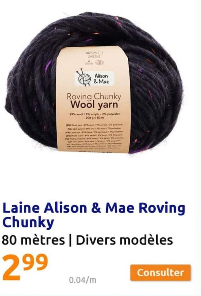 Promo Laine alison & mae roving chunky chez Action