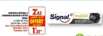 Coccimarket Dentifrice intégral 8 charbon blancheur & détox SIGNAL offre