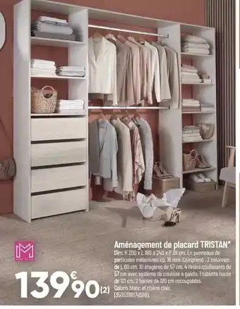 Bricorama Aménagement de placard TRISTAN offre