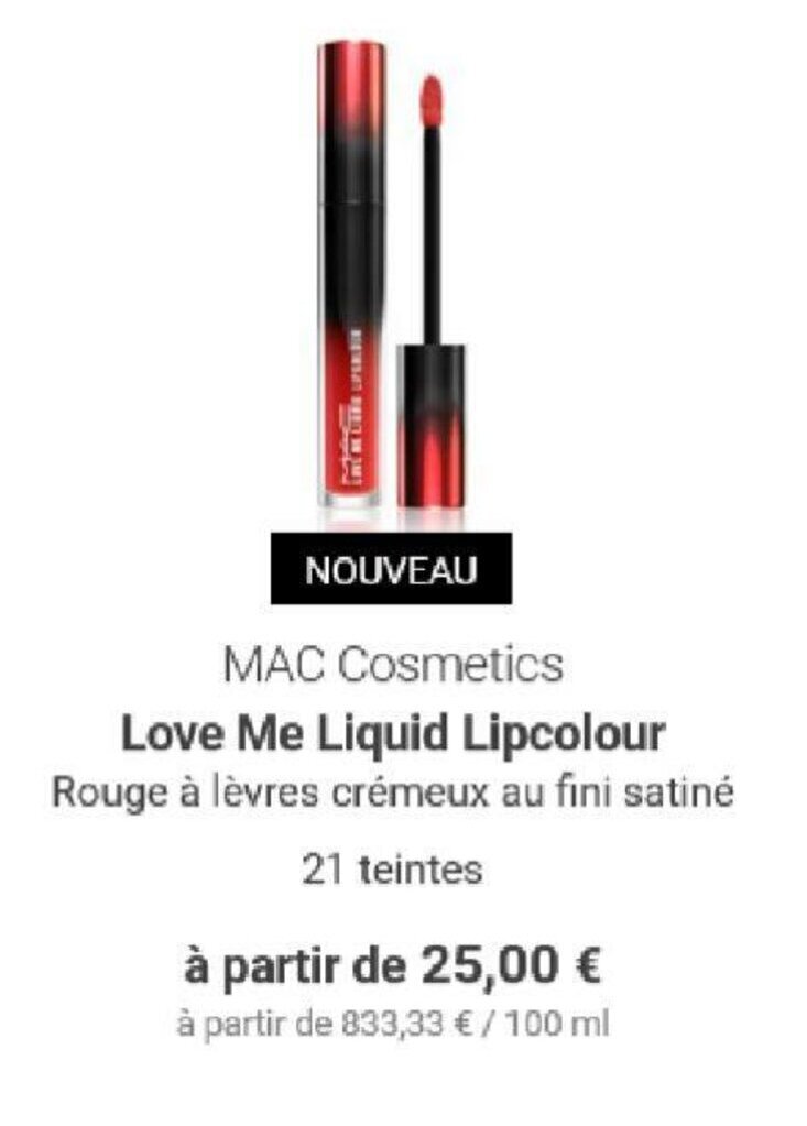 Promo Love me liquid lipcolour chez Notino