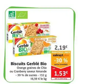 Colruyt Biscuits Gerblé Bio offre