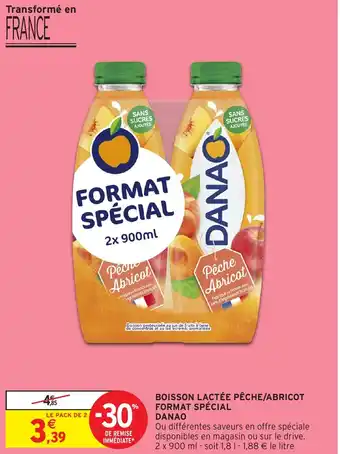 Intermarché Hyper Boisson lactée pêche abricot format spécial danao offre