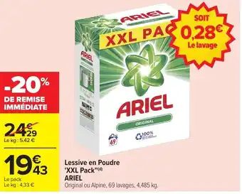 Carrefour Lessive en poudre xxl pack ariel offre