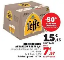 Super U Bière Blonde Abbaye de Leffe 6,6° offre