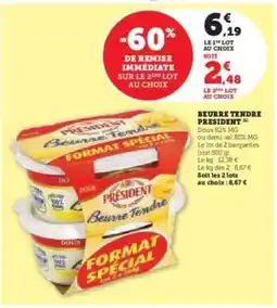 Super U Beurre Tendre Président offre