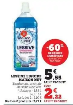 Super U Lessive Liquide Maison Net offre