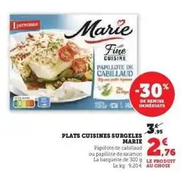 Super U Plats Cuisinés Surgelés Marie offre