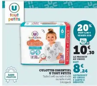 Super U Culottes Essentiel U Tout Petits offre