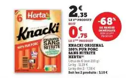 Hyper U Knacki Original 100% Pur Porc Sans Nitrite Herta offre