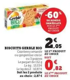 Hyper U Biscuits Gerblé Bio offre
