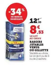 Hyper U Rasoirs Jetables Venus ou Gillette offre