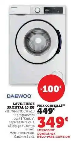 Hyper U Lave-linge frontal 10 kg offre