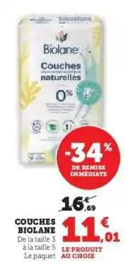 Hyper U COUCHES BIOLANE offre